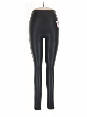 SPANX Black Faux Leather-Look High-Rise Leggings Size S
